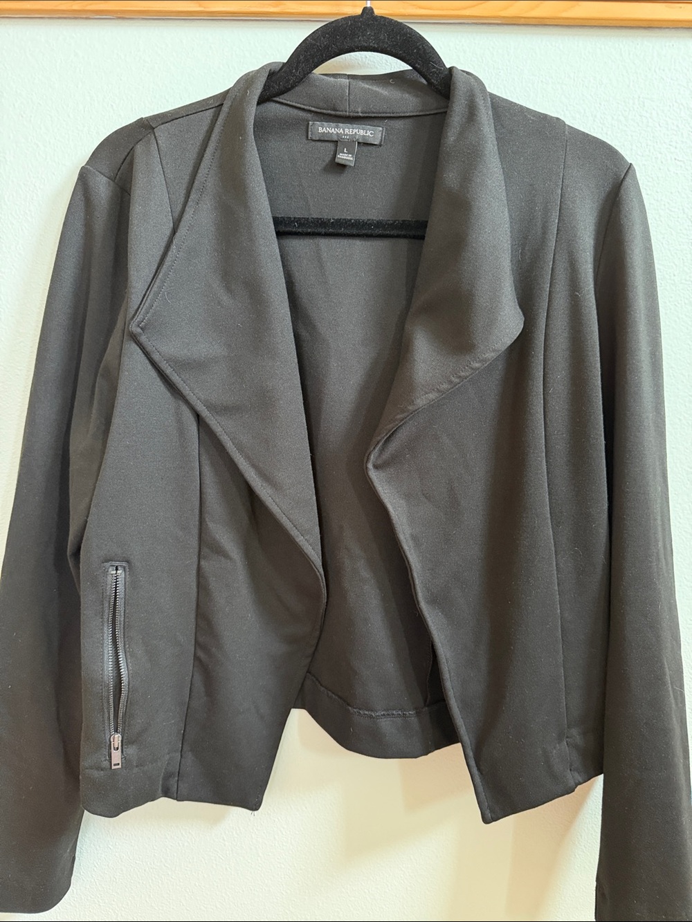 Banana Republic Black Open-Front Draped Blazer